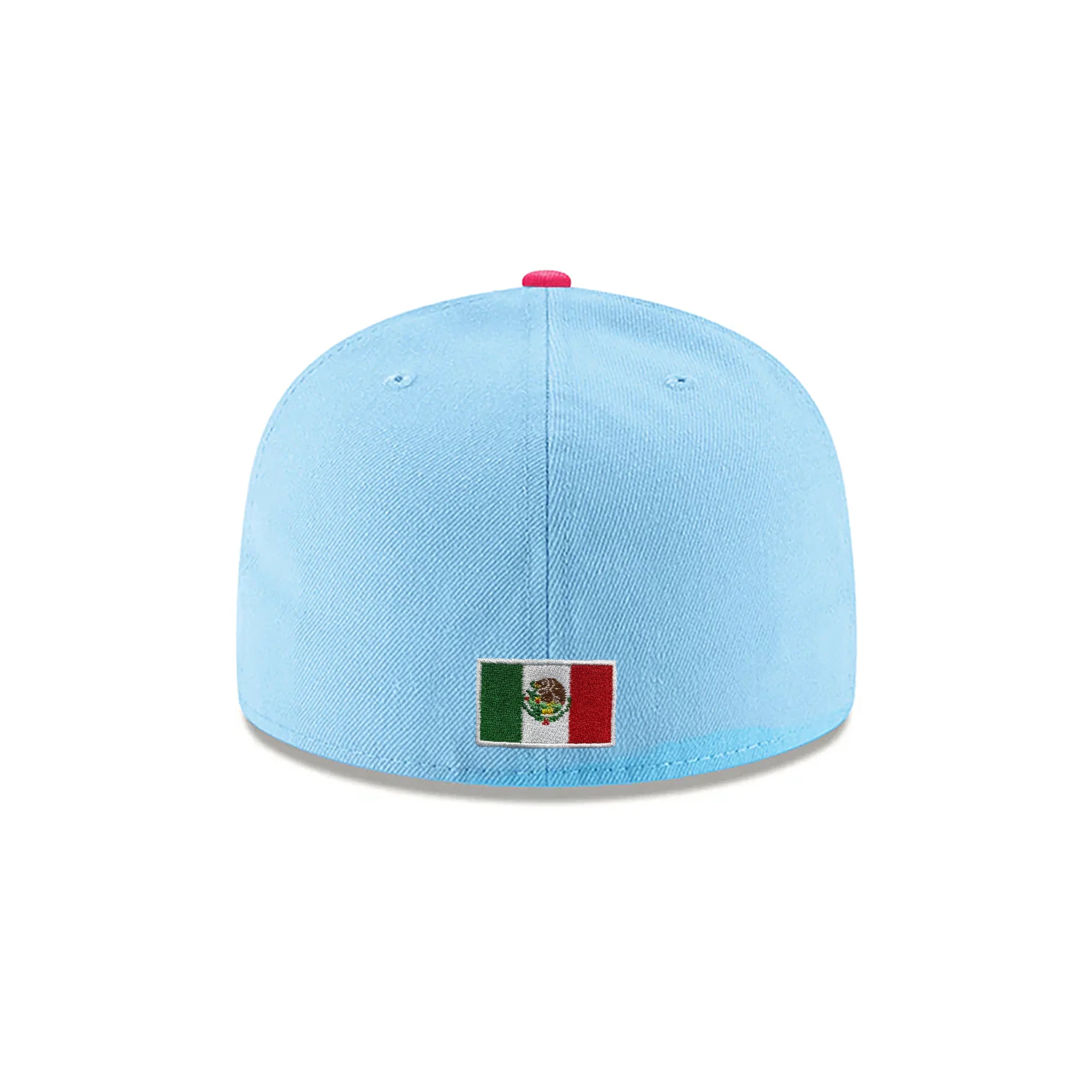 New Era 59FIFTY Mexico "M" Fitted Hat – Light Blue/Rose Pink