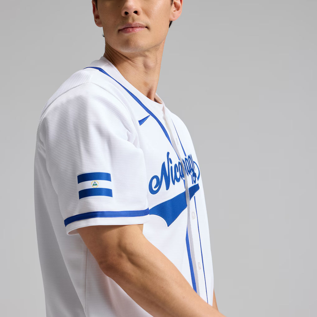 2026 WBC Nicaragua Men's Nike Stadium Jersey – Official Home White Edition